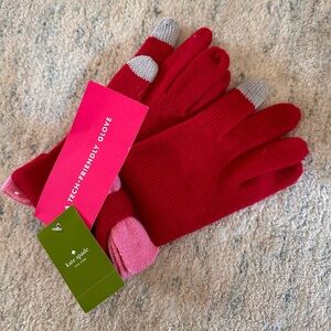 Kate Spade - Red Tech Friendly Knitted Gloves